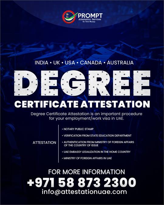 Degree Certificate Attestation for UAE